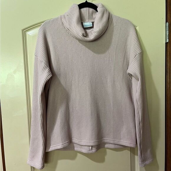COLUMBIA Waffle Knit Cowl Neck Pullover Dusty Rose Women’s Size Small - Picture 3 of 8